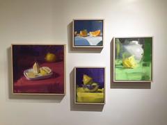 Lemons / purple and yellow still life