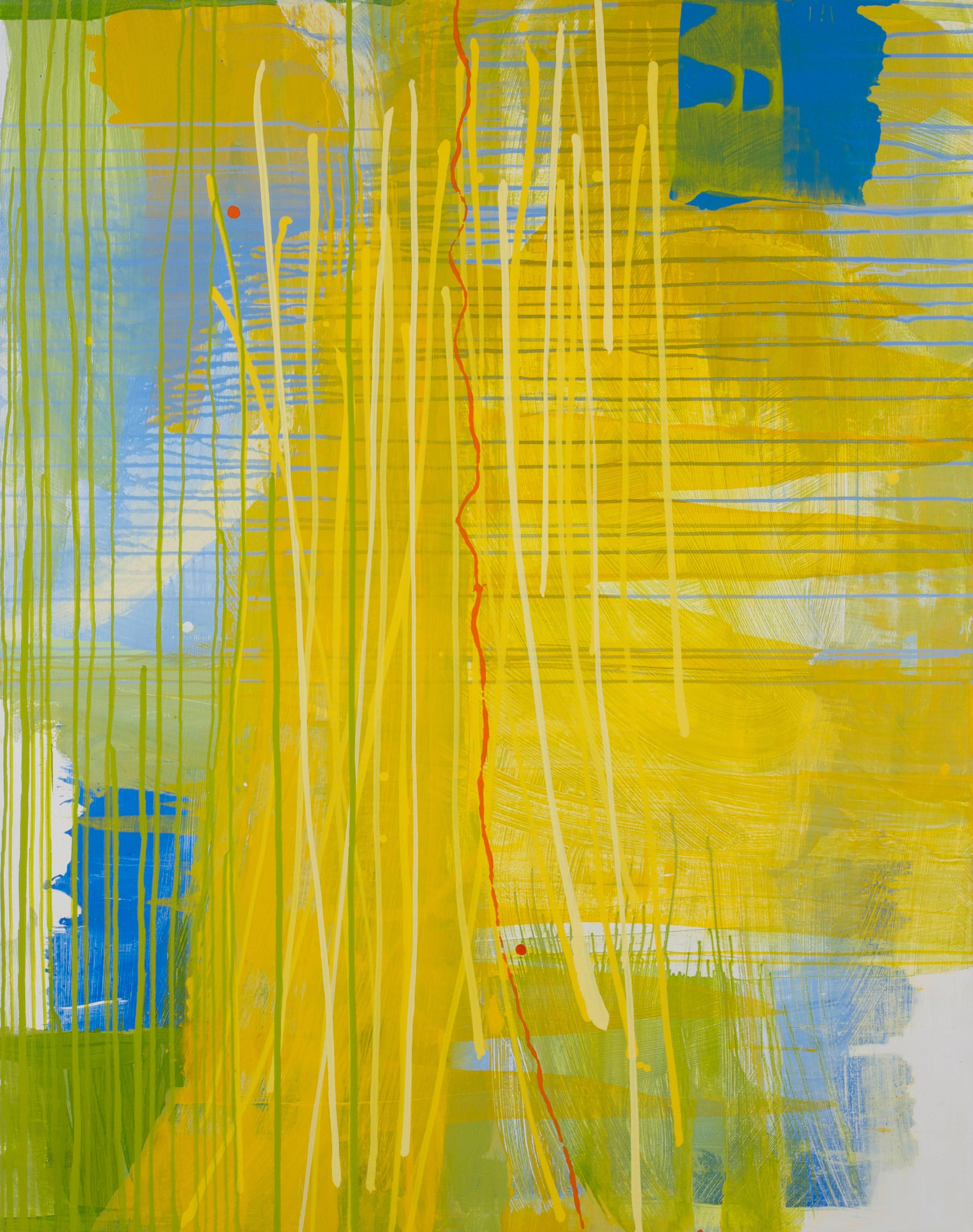 Sara Abalan Abstract Painting - "Yellow Roses for Gladys" - Abstract Acrylic Painting 