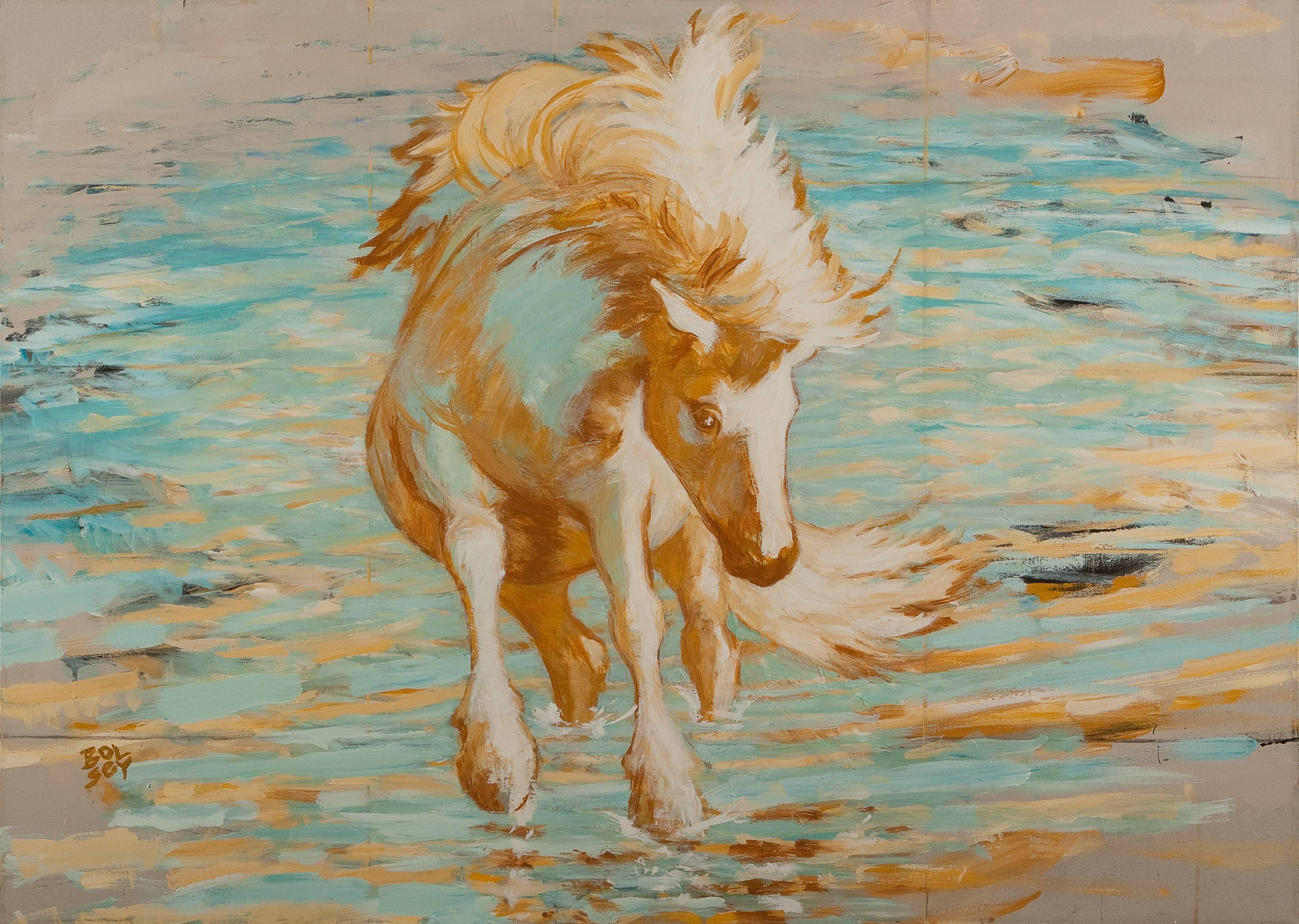 Carole Bolsey Animal Painting - "Seahorse" - Abstract Horse Painting 