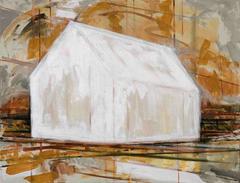 "Glass House I" - Mixed Media Landscape Painting 