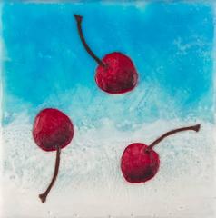 "Cherry Red" - Abstract Encaustic Painting 