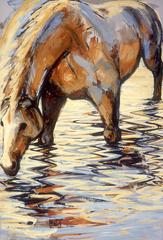 "Wading" - Abstract Horse Painting 