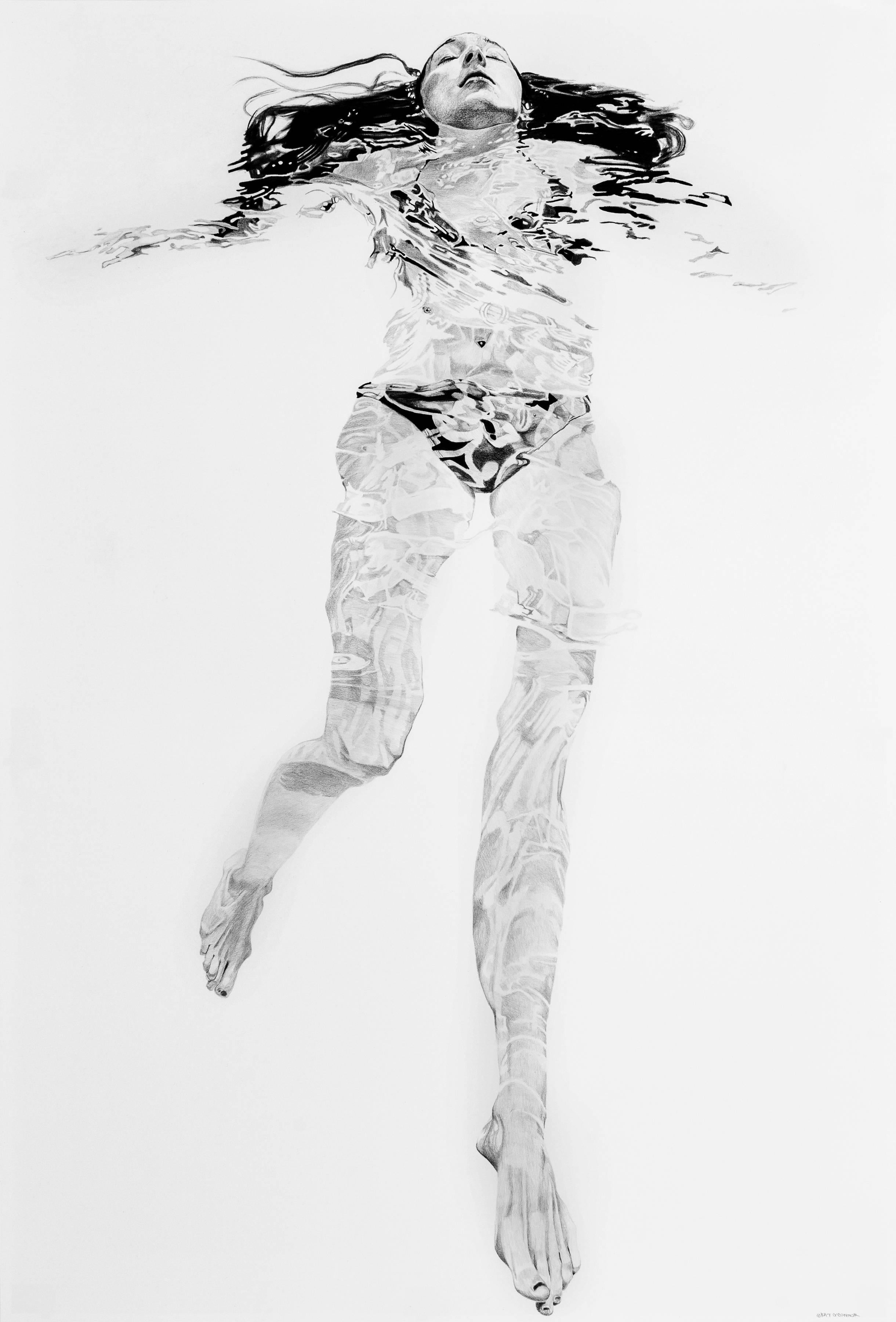 Kat O'Connor Figurative Art - "Like Sleeping, but Underneath" - Underwater Figurative Drawing