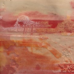 "Float - Fade Hot" - Abstract Encaustic Painting