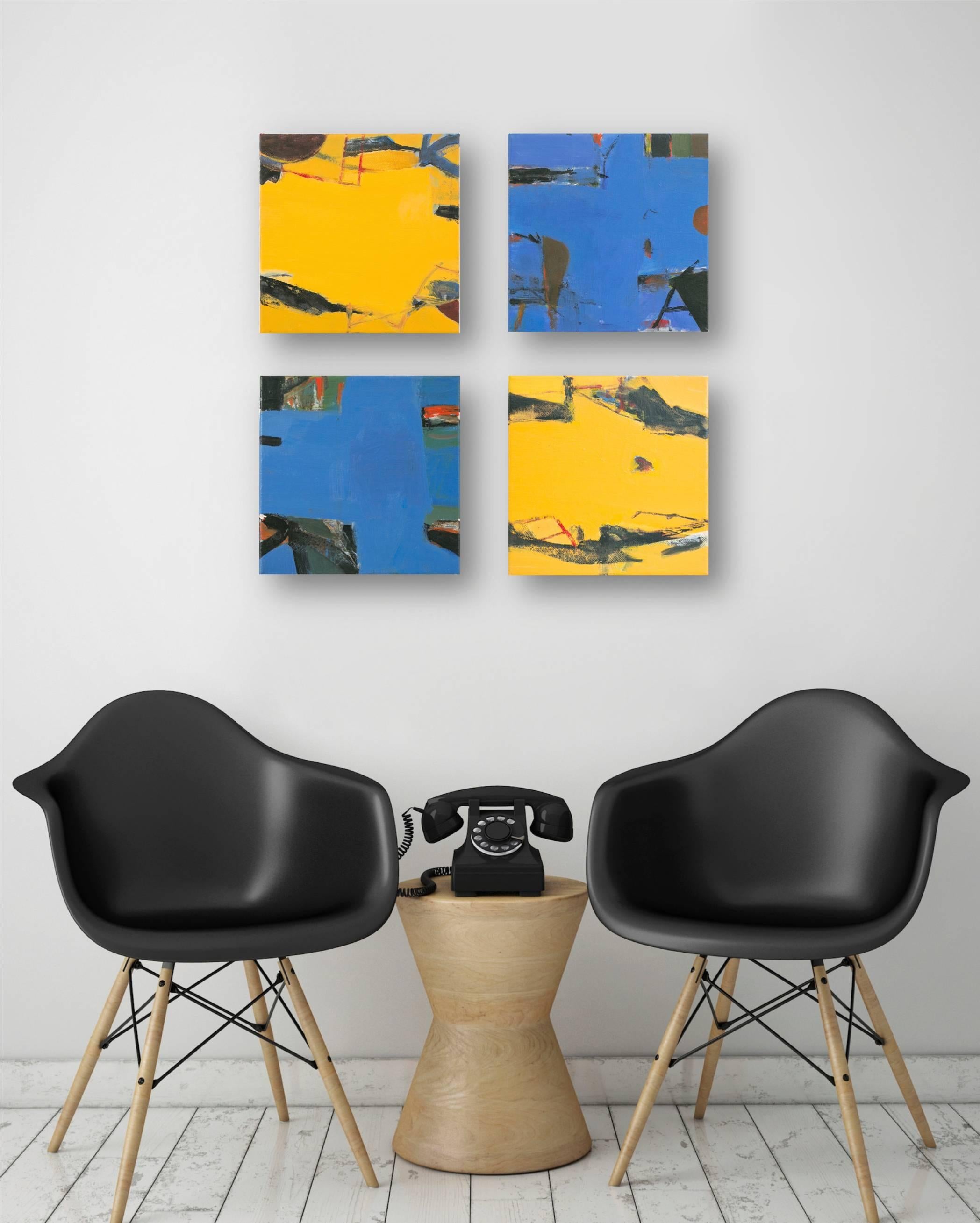 Zbigniew Grzyb, Untitled 8, acrylic on canvas, 12" x 12"

"Untitled 8" is one of four paintings in a series of yellow and blue abstracts. A strong field of yellow commands the center of the composition. Areas of dark color and