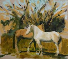 "Horses Light and Dark I" - Abstract Horse Painting 