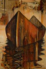 "Red Canoes" - Mixed Media Waterscape Painting