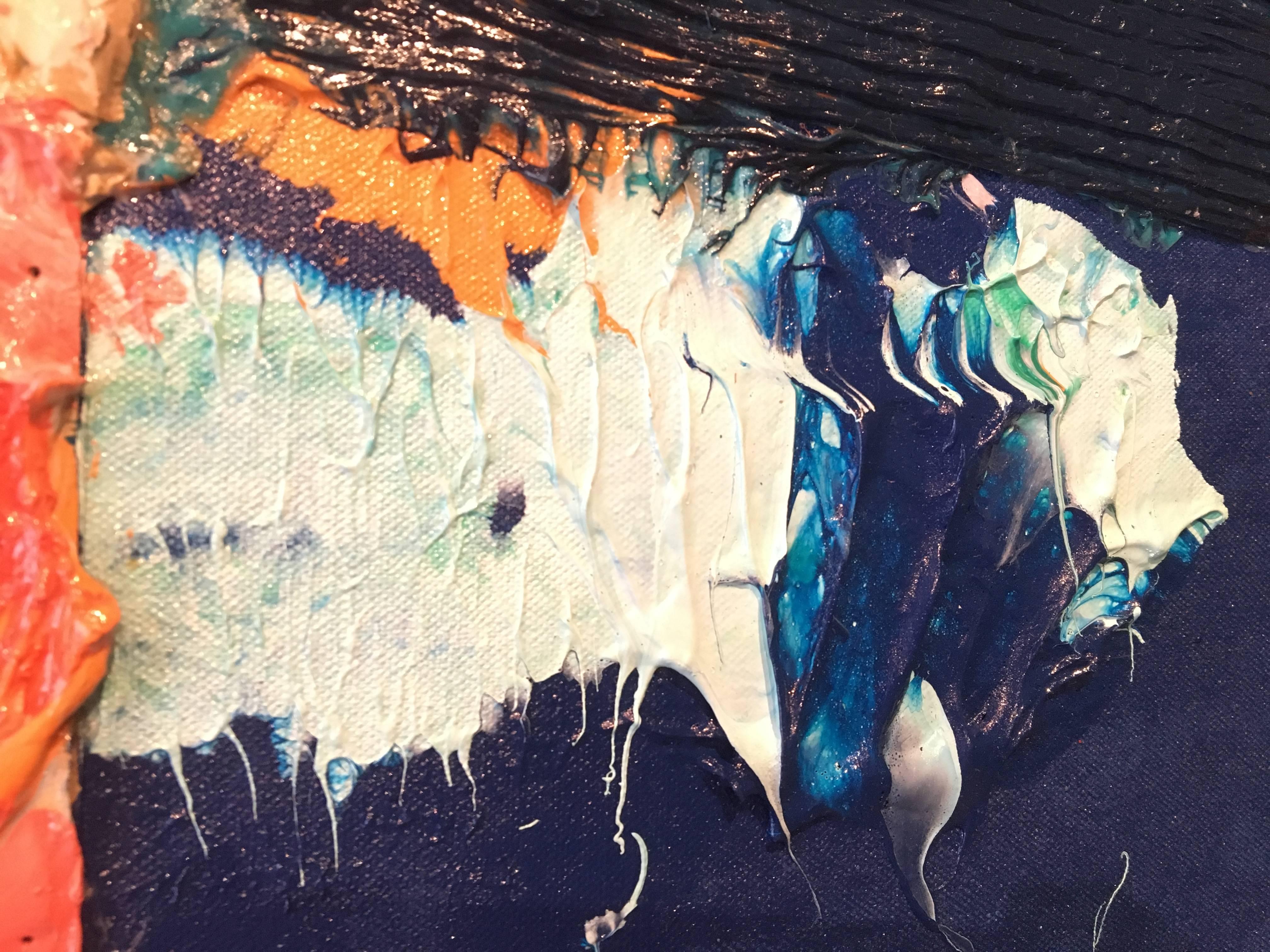 Wake - Peinture abstraite à l'acrylique et au collage en vente 1