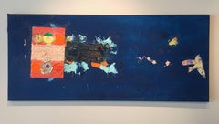 „Wake“ – Abstraktes Gemälde aus Acryl und Collage