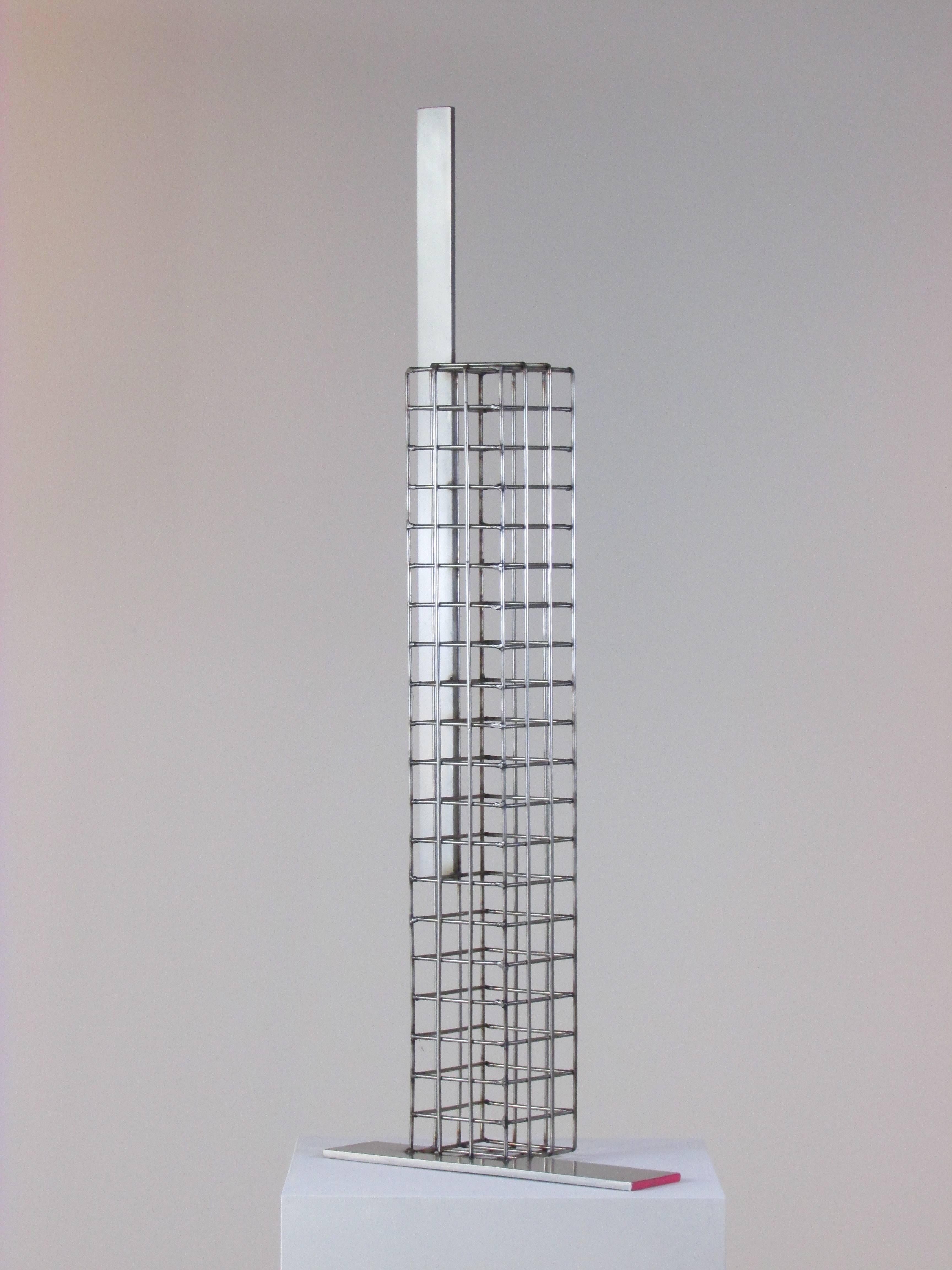 Edwin Salmon Abstract Sculpture - "304 Stainless Flat Erect" - Abstract Stainless Steel Sculpture