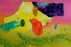 "Rapture of the King" - Abstract Acrylic and Collage Painting