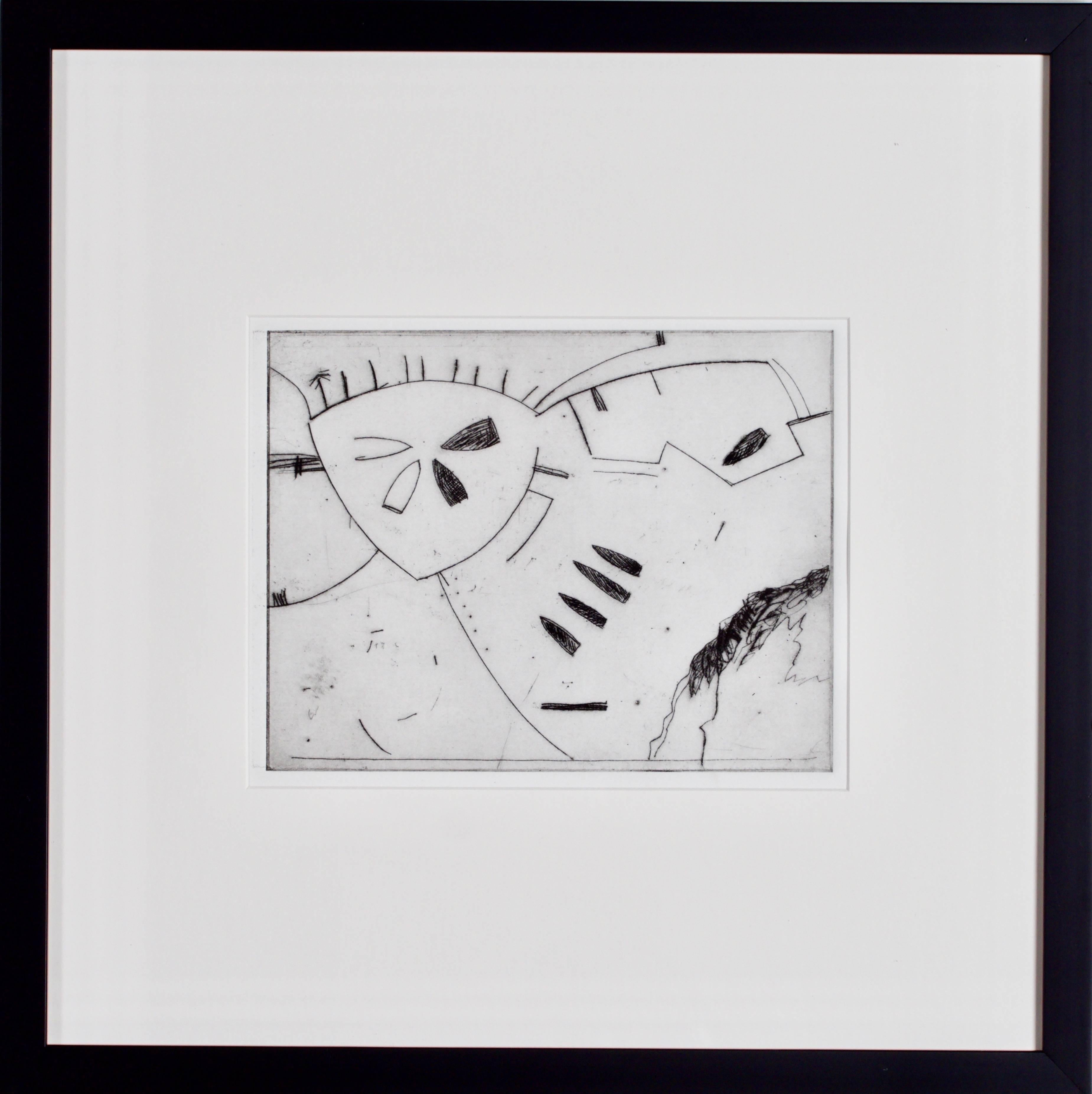 Robert Reynolds Abstract Print - "Landing Area Sectors" - Abstract Drypoint Etching 