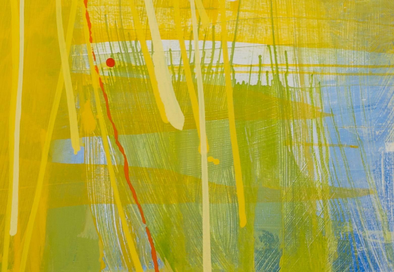 „Yellow Roses for Gladys“ – Abstraktes Acrylgemälde – Painting von Sara Abalan