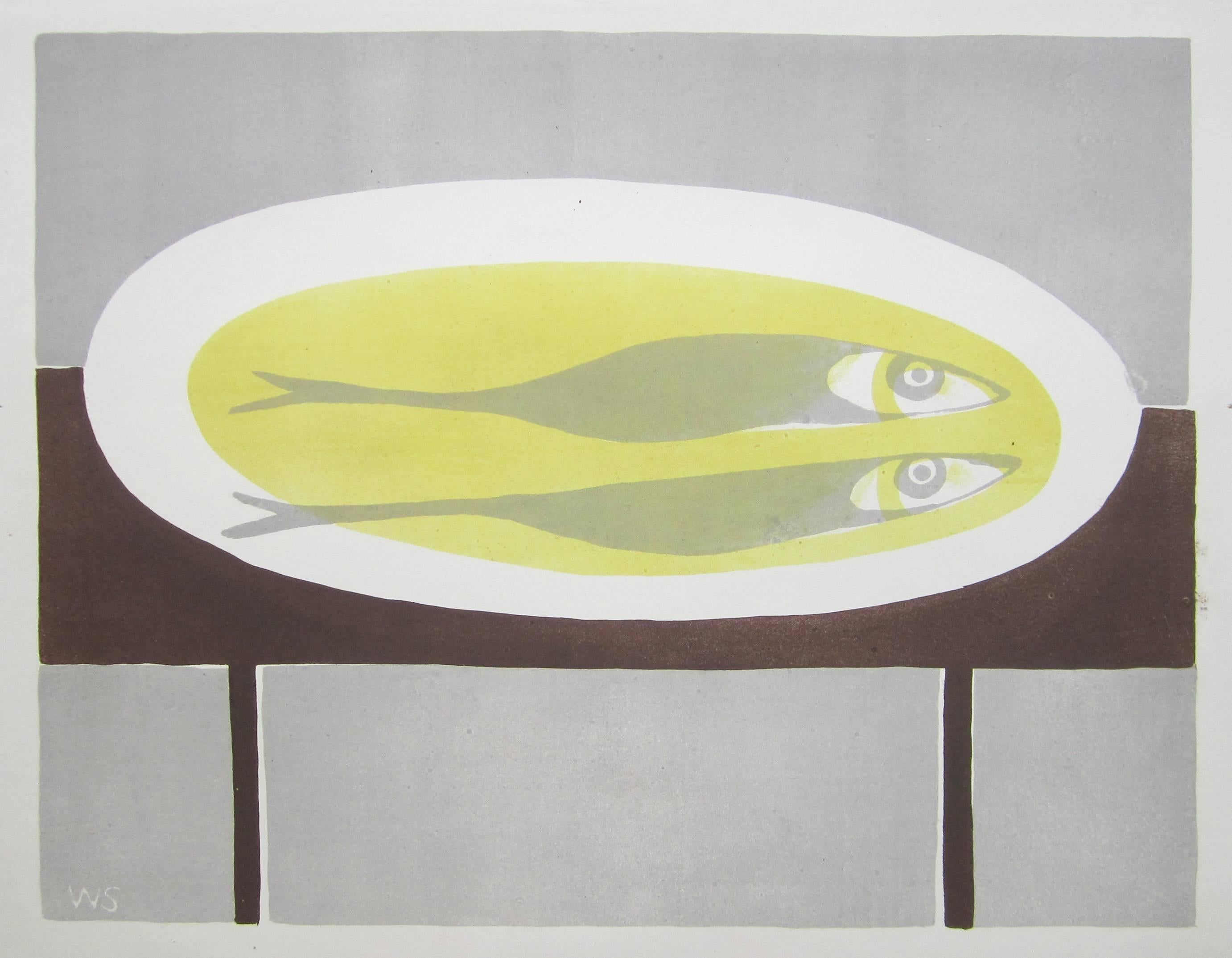 William Scott Still-Life Print - Fish On A Plate