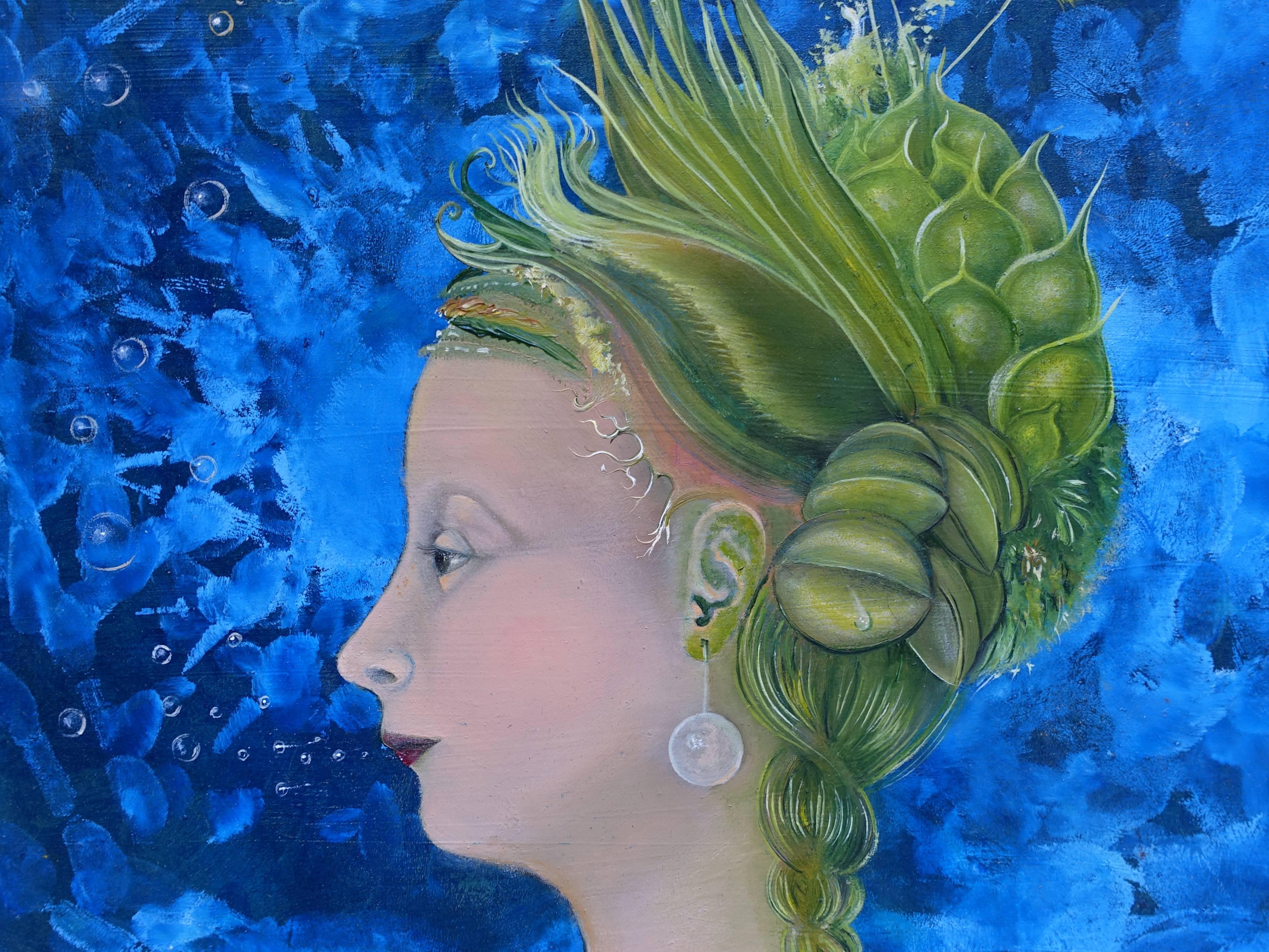 Woman with Plants on her Mind - Painting by Maike Kreichgauer