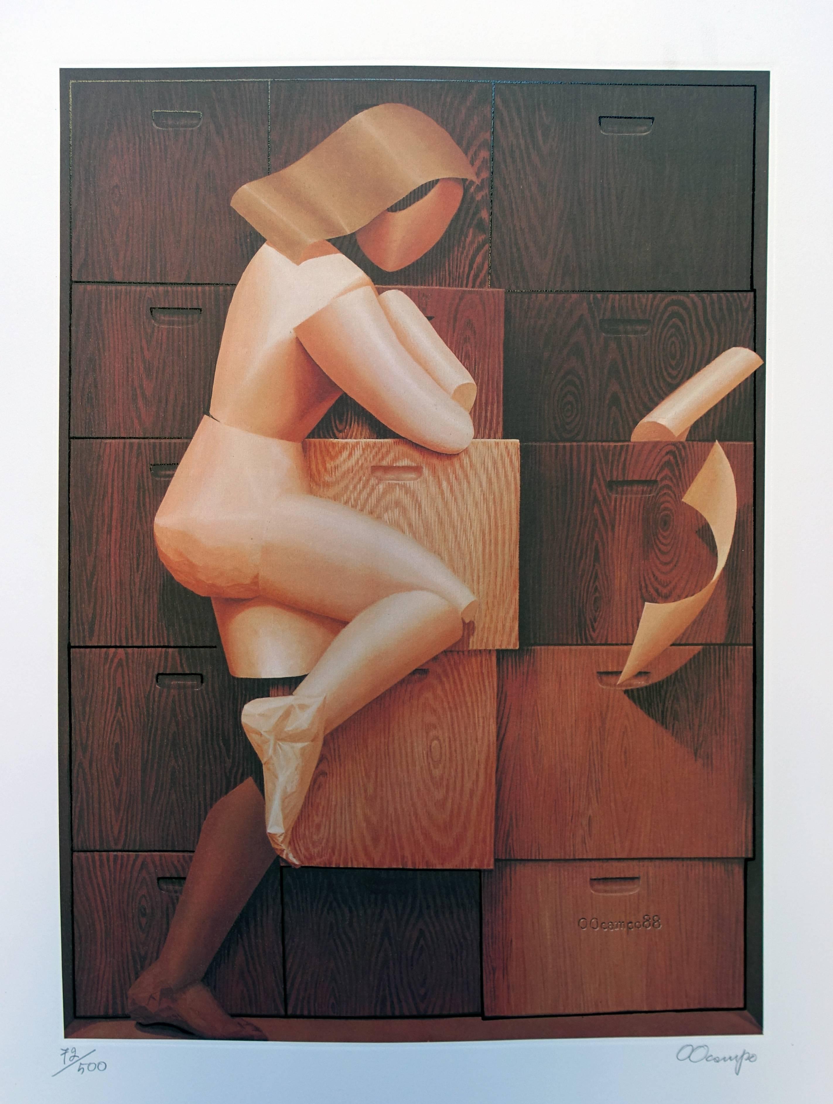 Sekretär Secretaria del Archivo – Print von Octavio Ocampo