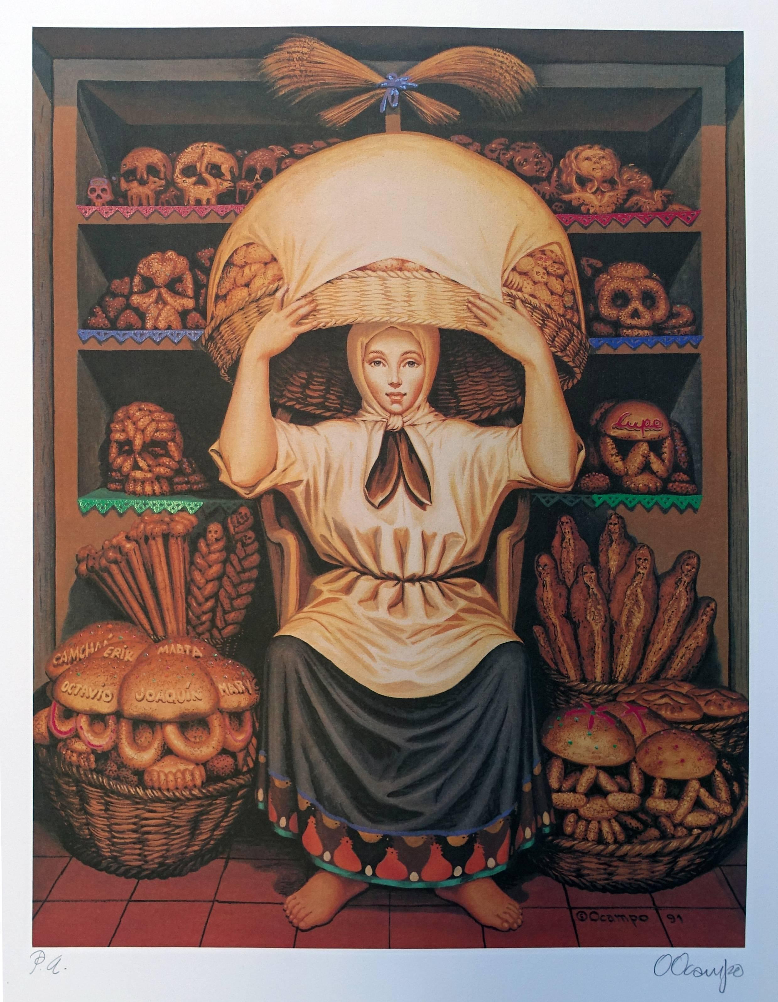 Octavio Ocampo Figurative Print - Pan de Muertos
