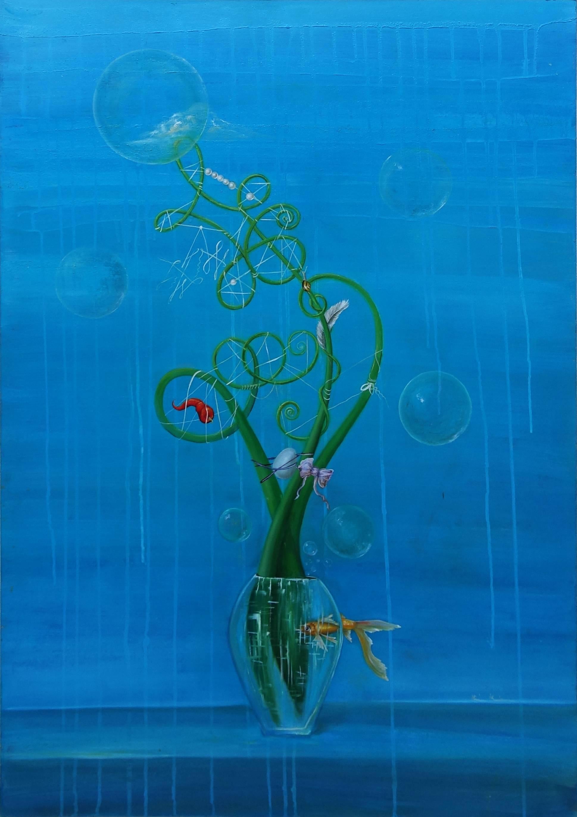 Maike Kreichgauer Figurative Painting - Dream Catcher and the Goldfish