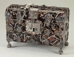 SPANISH COLONIAL TORTOISESHELL AND SILVER MOUNTED CASKET