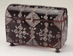 SPANISH COLONIAL TORTOISESHELL AND SILVER MOUNTED DOMED CASKET
