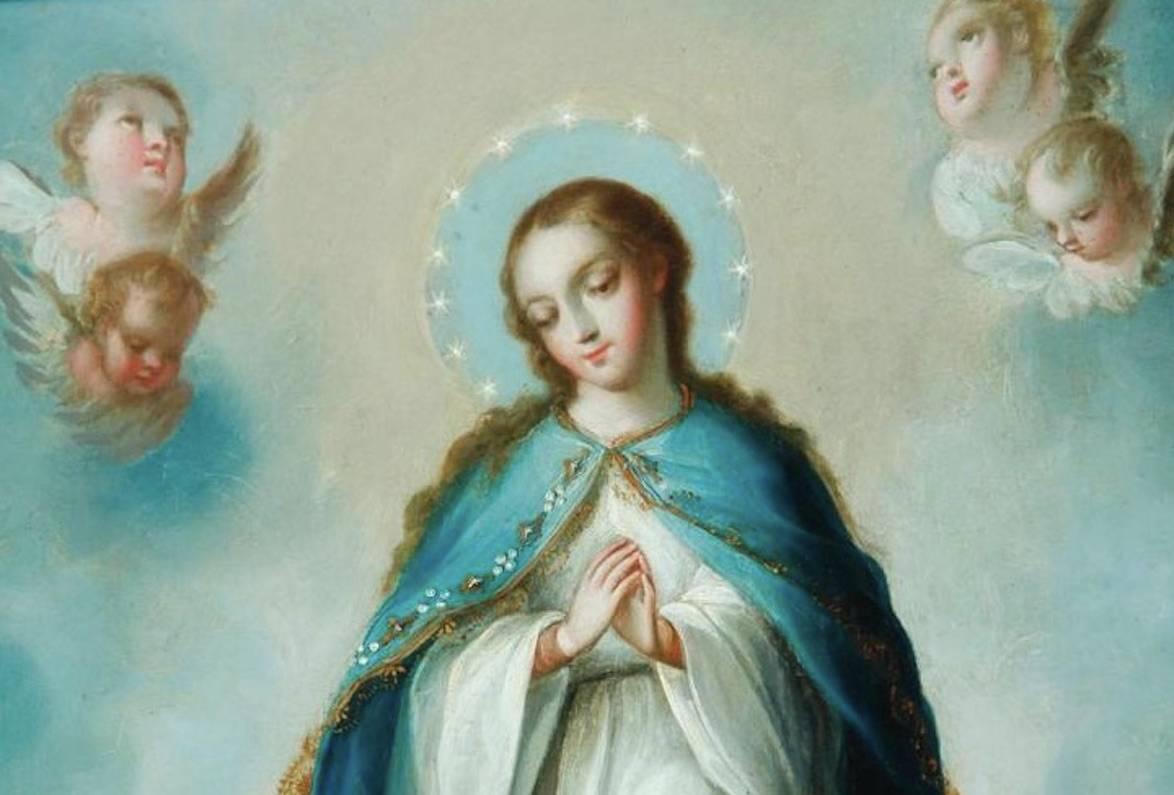 ASCENSION OF THE VIRGIN MARY BY JOSE DE PAEZ, Mexican colonial - Painting by José de Paez