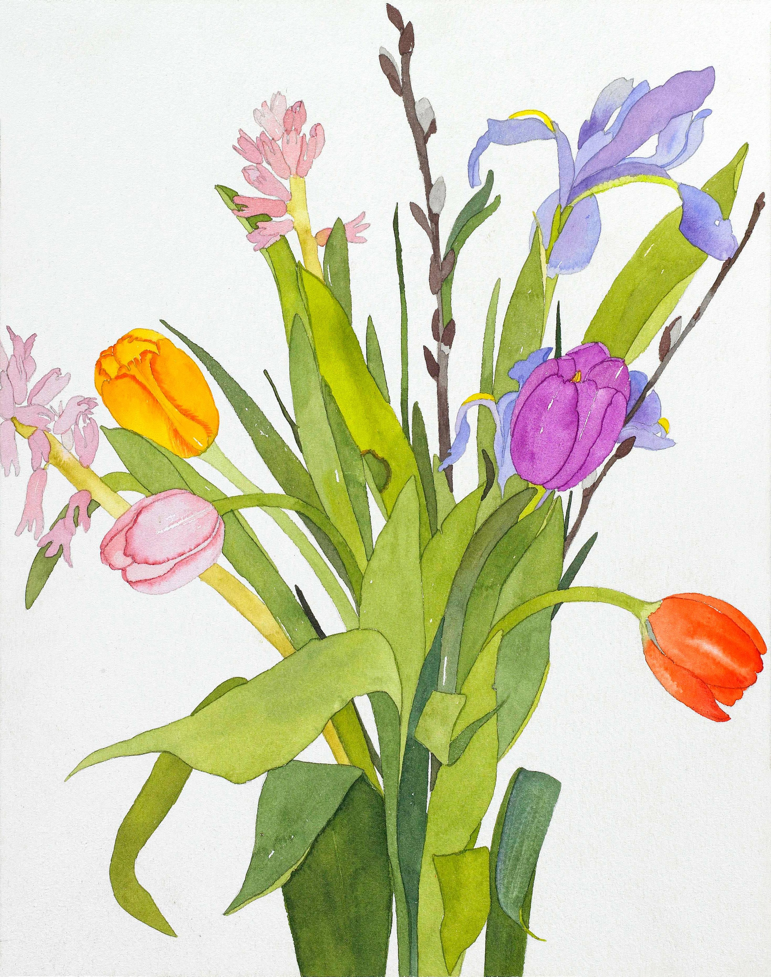 Pamela Sztybel Still-Life - Tulips, Blue Iris