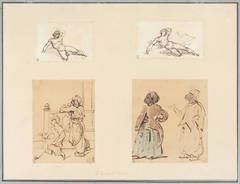 Four Drawings: Two Reclining Male Nudes and Two Studies of Arabs