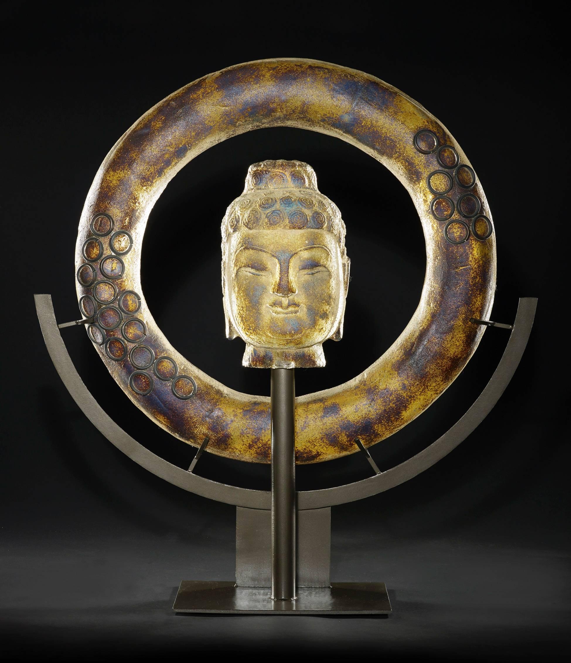 Metallic Ring Buddha - Sculpture by Marlene Rose