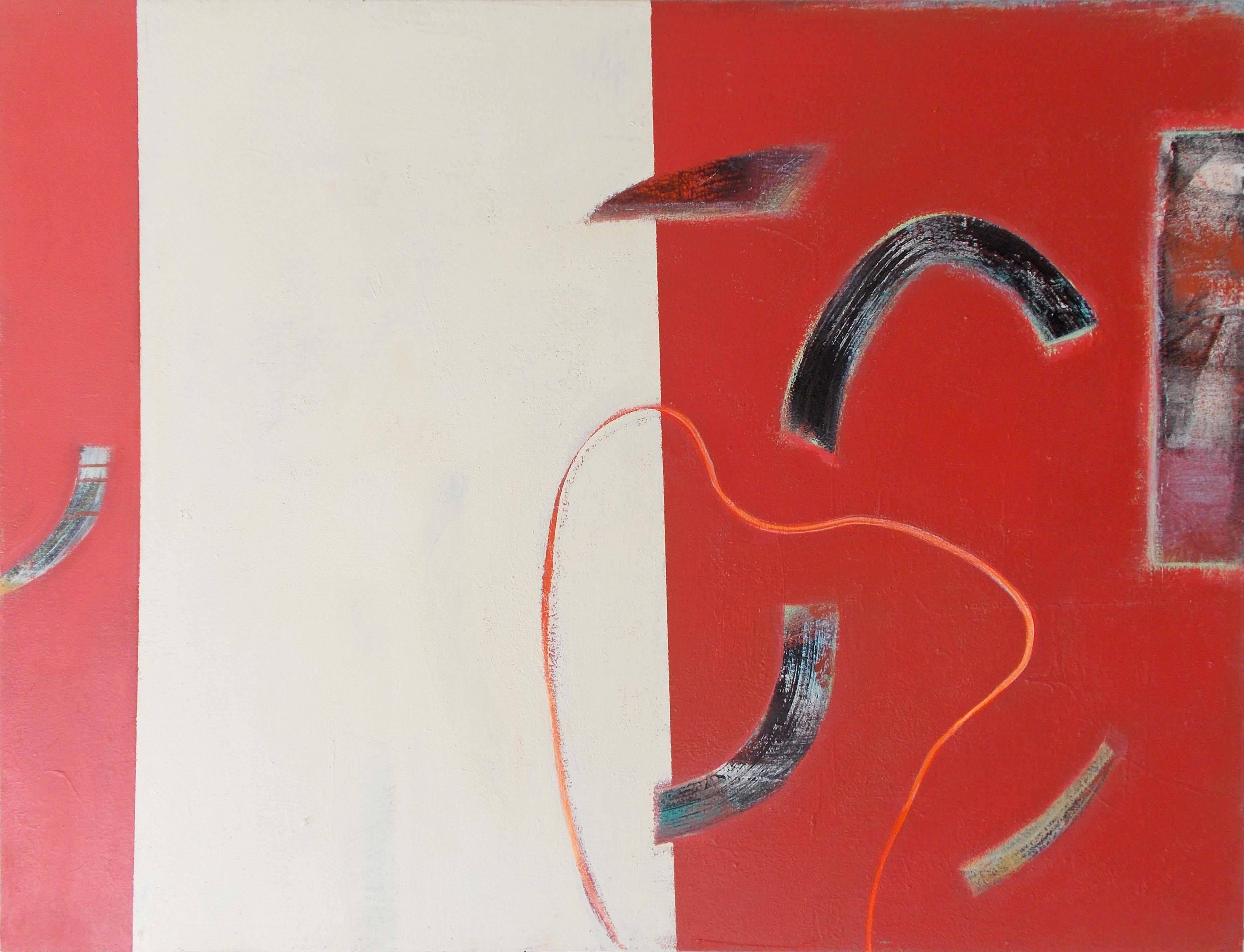 Michael Moon Abstract Painting – Rote und schwarze Original-Leinwand, abstrakte Malerei, Wege # 20