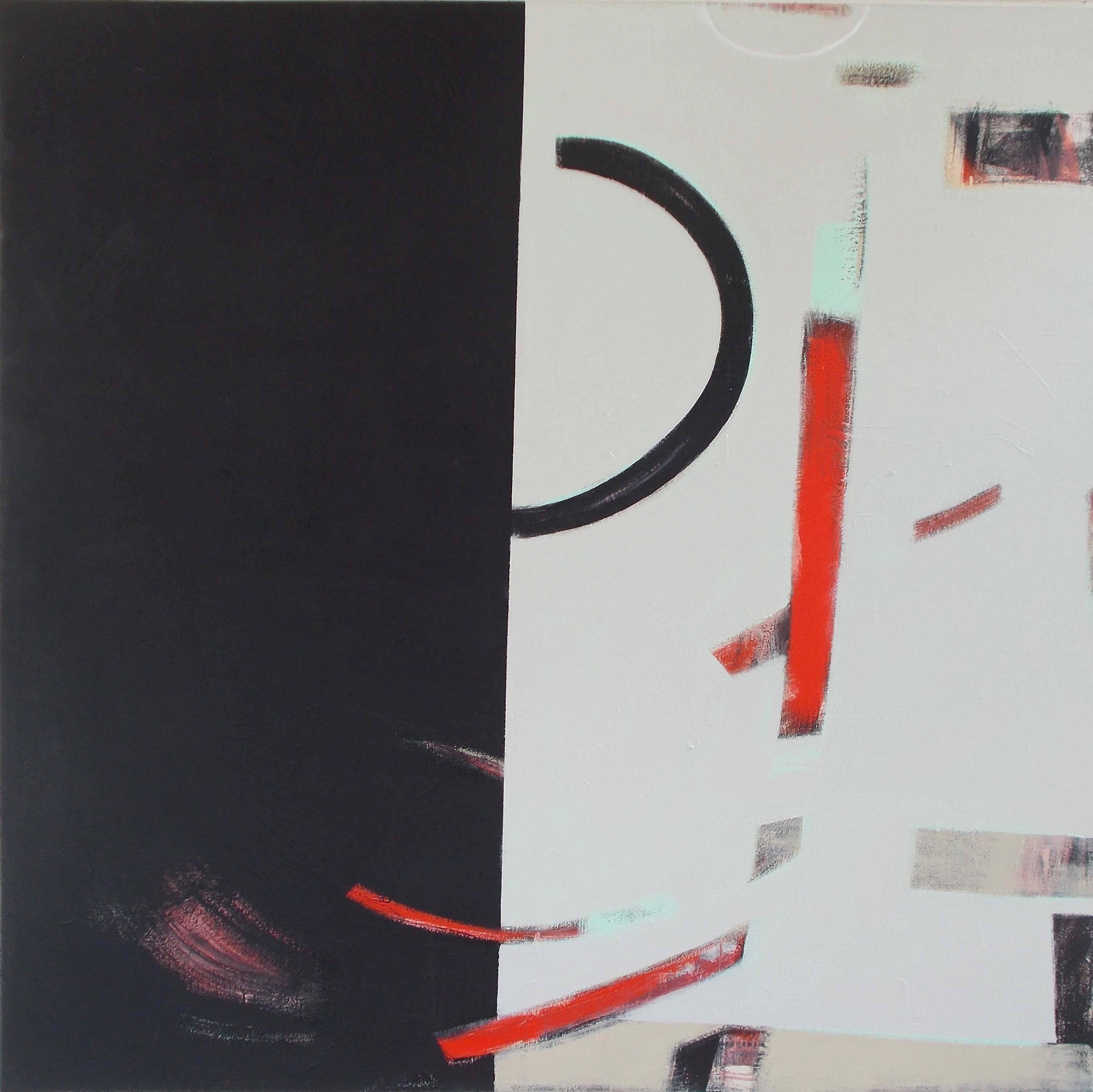 Abstract Painting Michael Moon - Dichotomy - Grande peinture abstraite noire et rouge originale