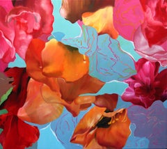 Time and Nature Djawid Borower Very Large Abstract Floral Blues Pinks