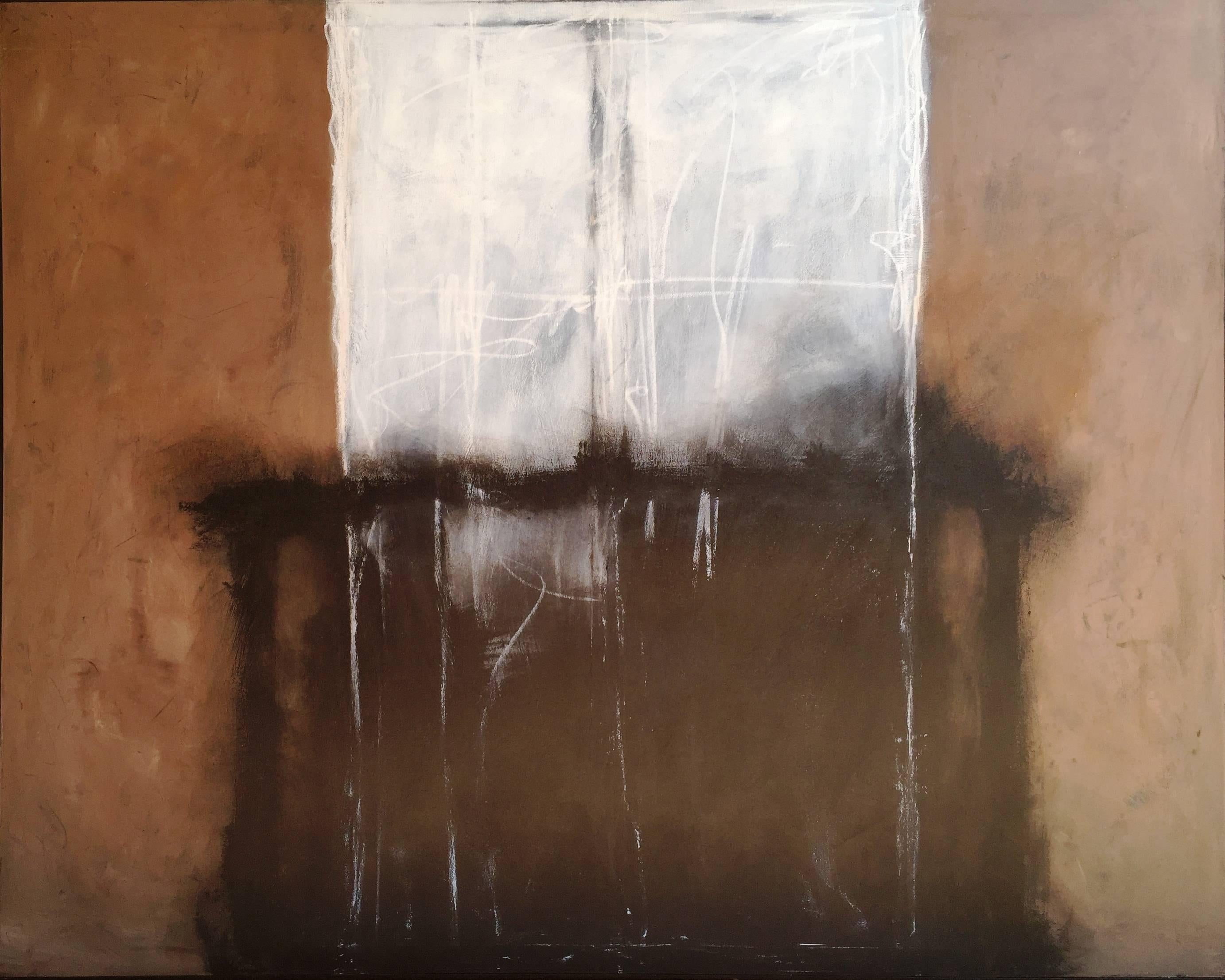 Unknown Abstract Painting - Black Brown Large Abstract Rothko-esque Original Painting Revelation