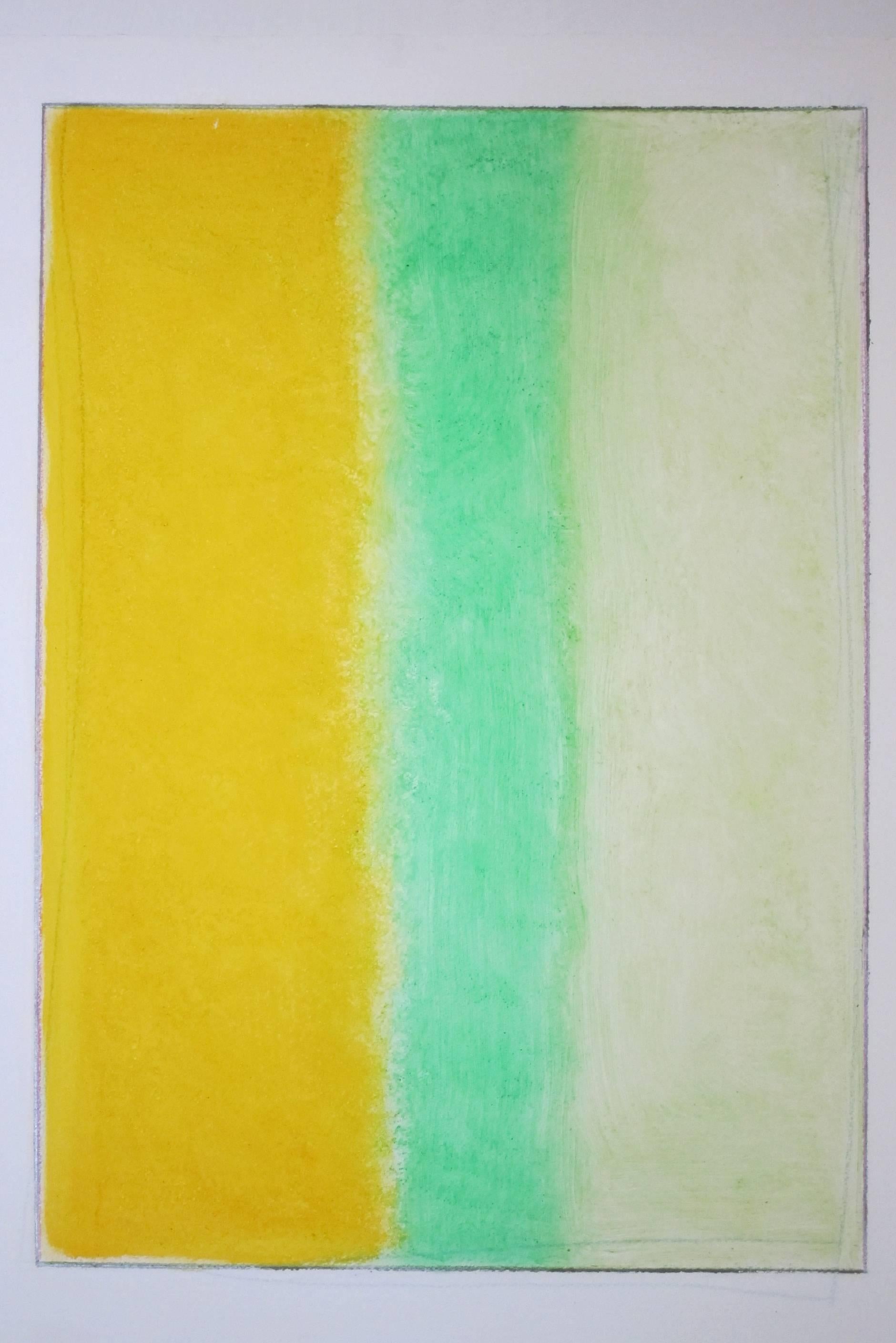 #10 April 2017 Yellow Green Abstract Original Oil Contemporary Painting on Paper