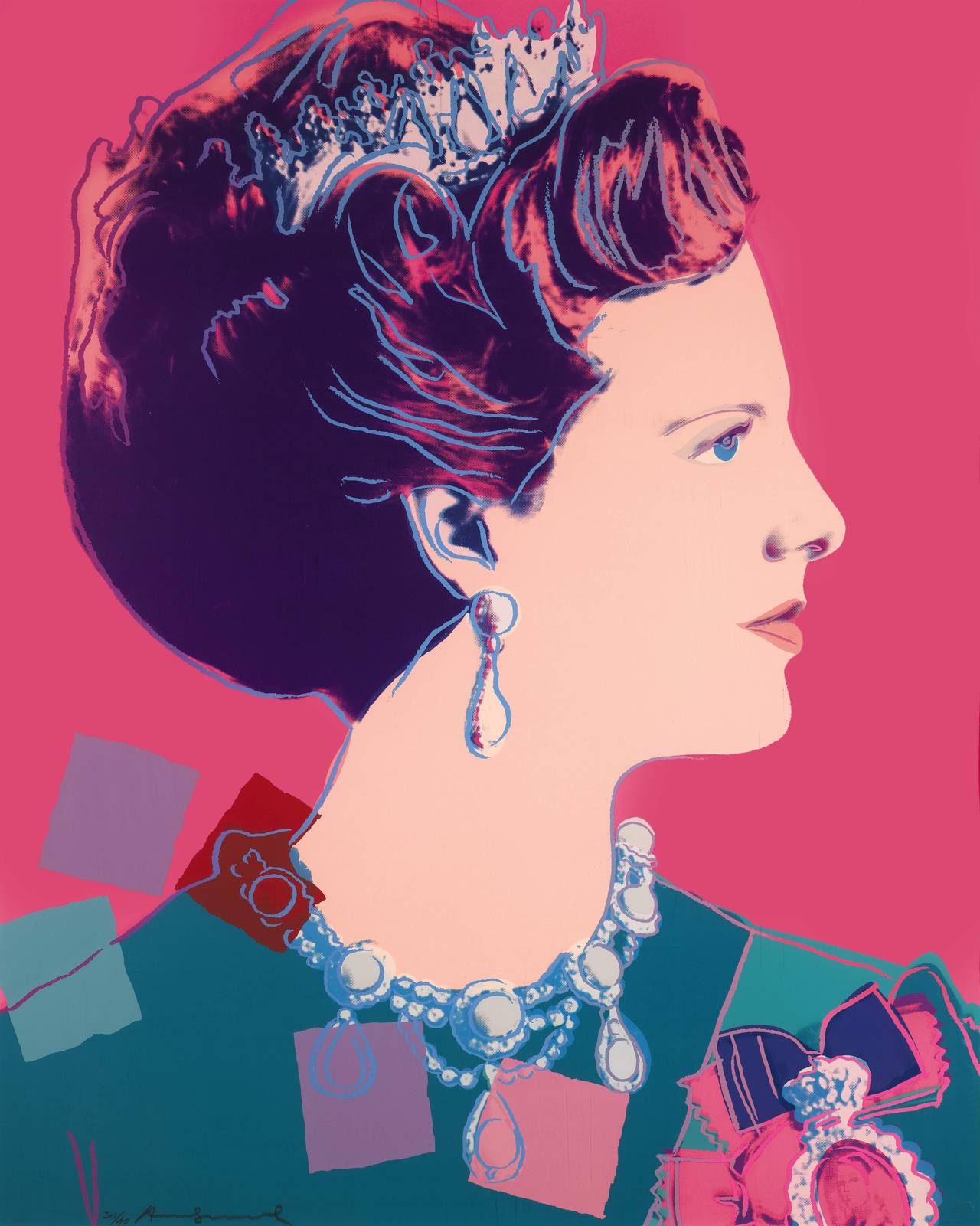 Andy Warhol Portrait Print - Reigning Queens, Queen Margrethe II of Denmark