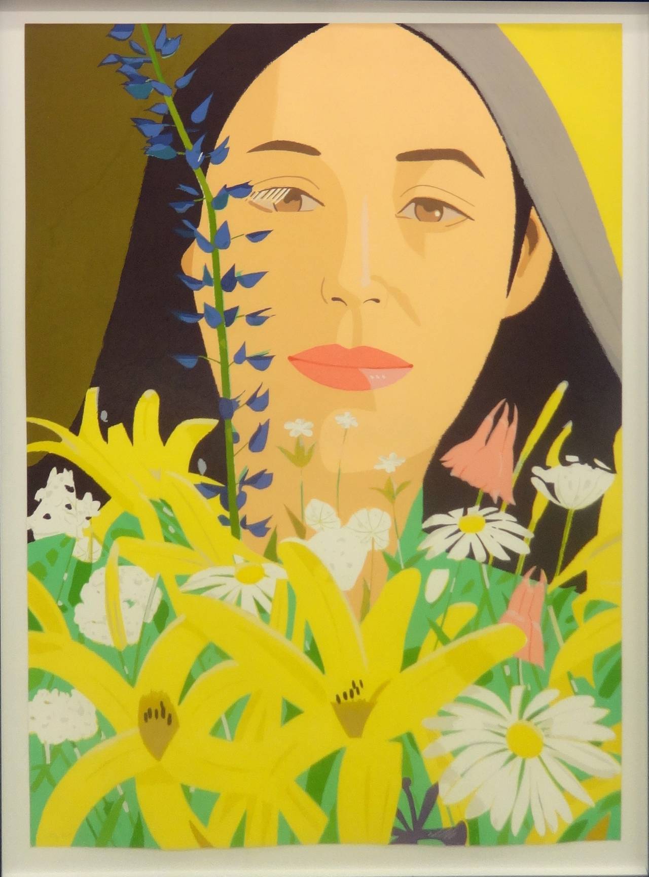 Alex Katz Portrait Print - Ada with Flowers