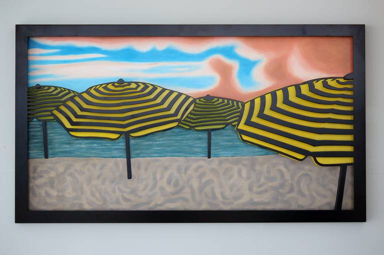 Dusk Umbrellas - Painting by Debbie Carfagno