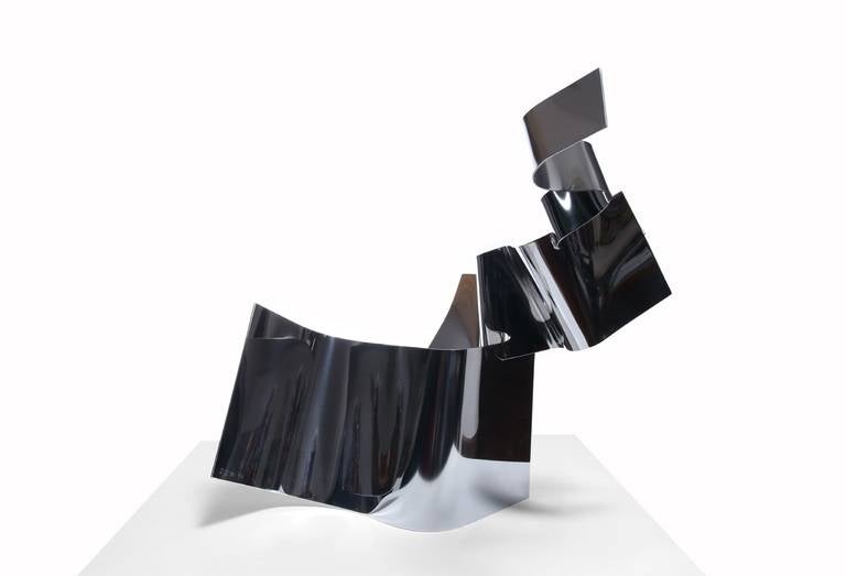 High Polished Stainless Steel Untitled #3 standing chrome sculpture - Sculpture by Zammy Migdal