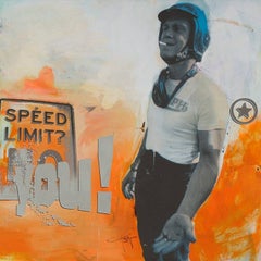 Orange Blue Iconic Realistic James Dean painting No Limit