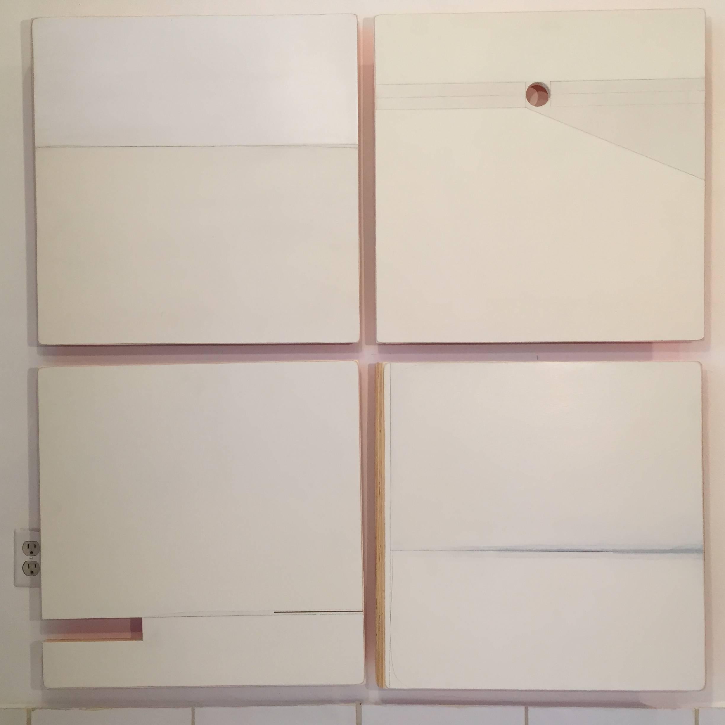 #4 March 2010 Four Wood White Painted Abstract Panel Installation