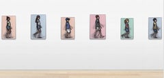 Children Walking, Julian Opie suite 6 lenticular colorful moving works