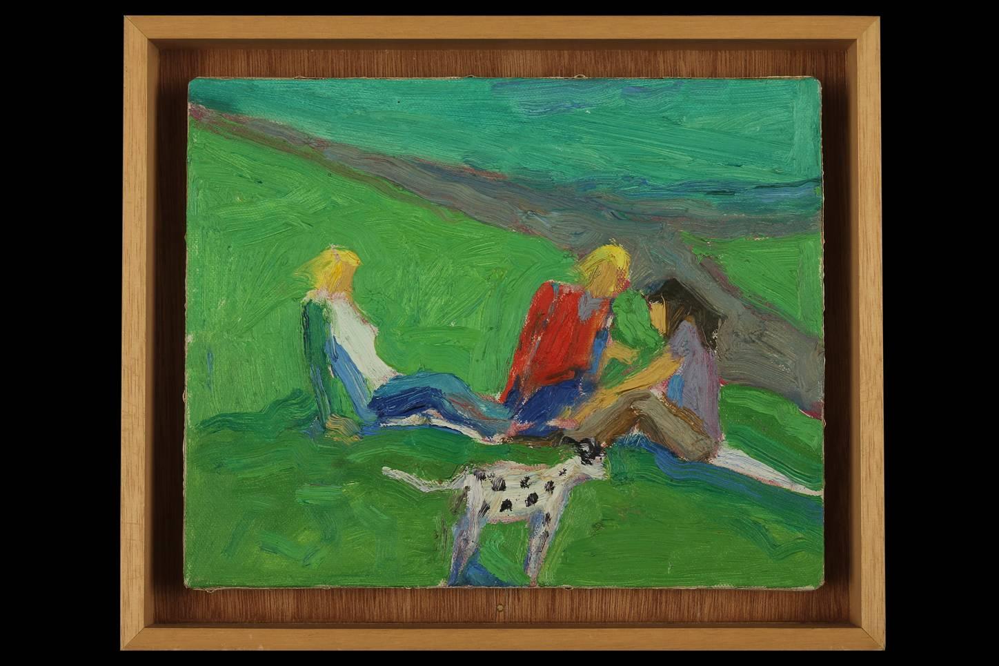 Lundy Siegriest Landscape Painting - Three and Dog