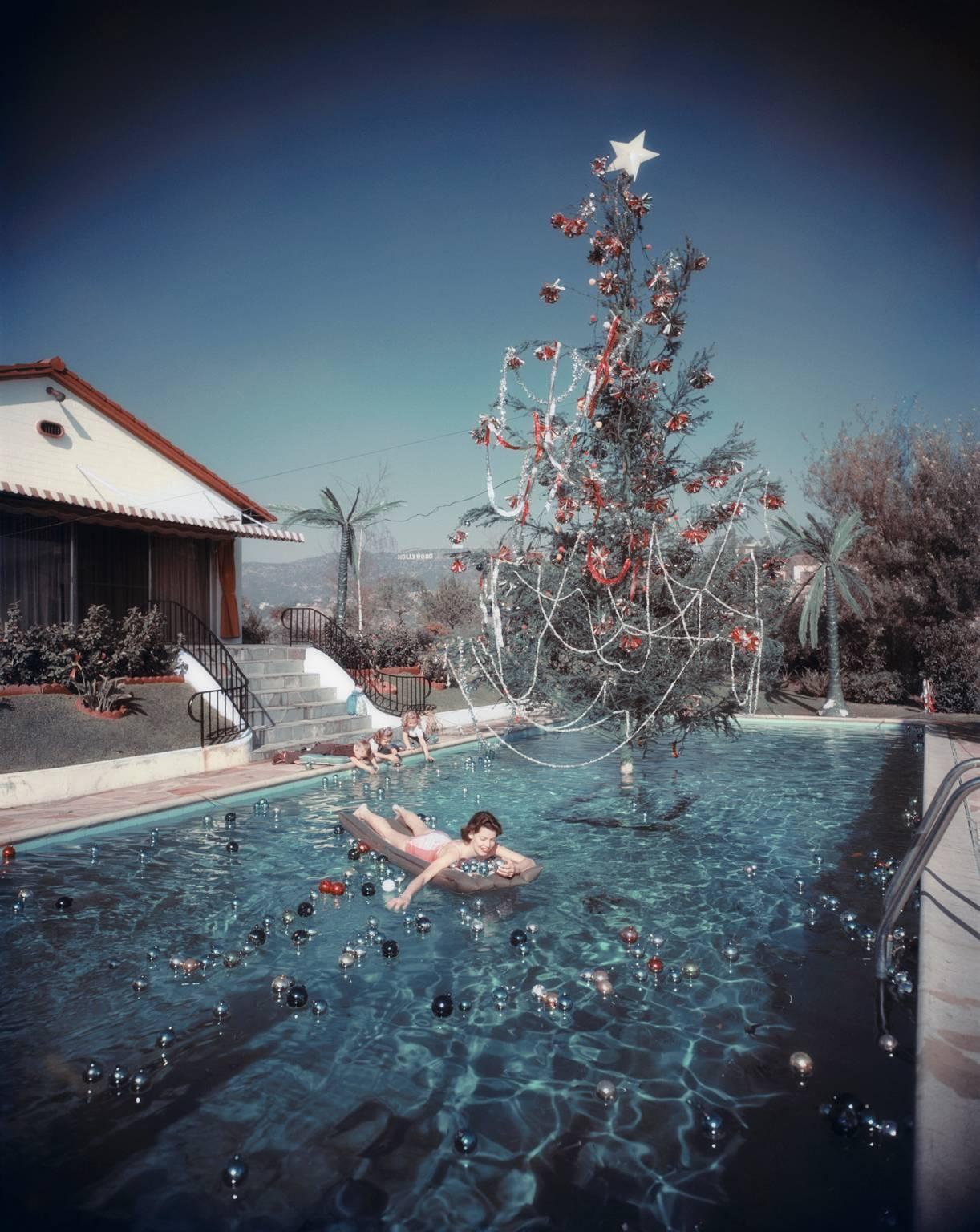 Slim Aarons Figurative Photograph - 'Christmas Swim' Hollywood  (Archival Pigment Print)