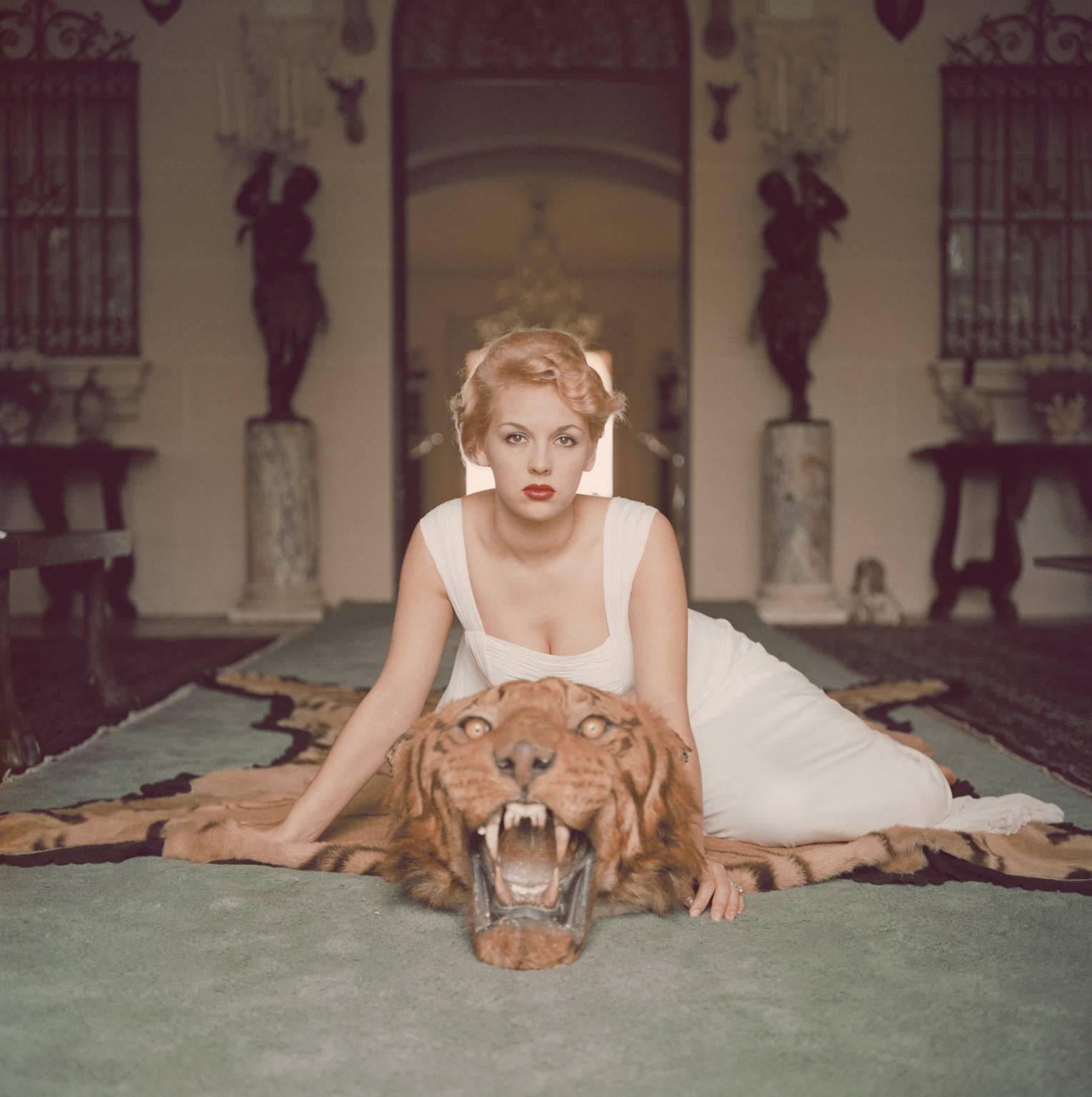 Slim Aarons Figurative Photograph - 'Beauty And The Beast' Palm Beach  (Archival Pigment Print)