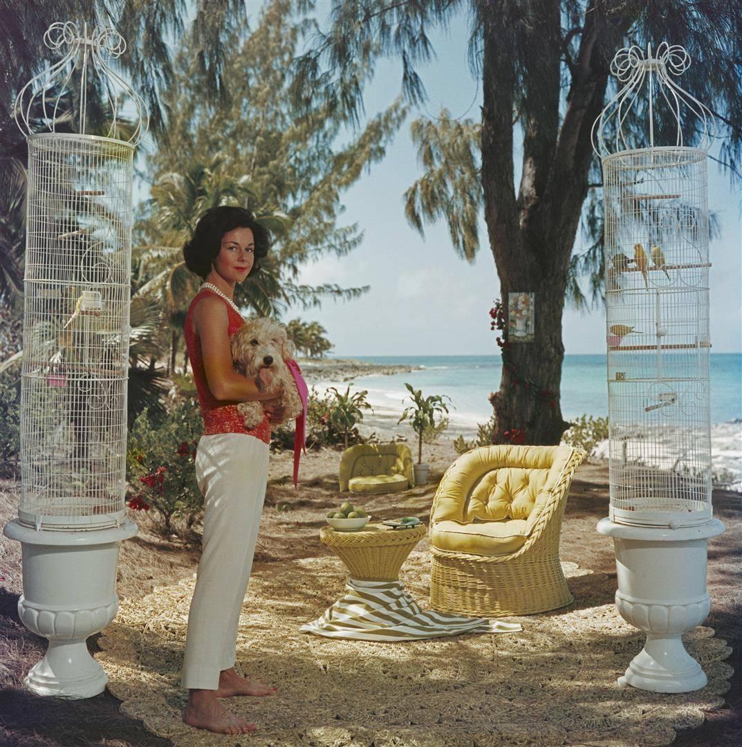 Slim Aarons Color Photograph - 'Gloria Schiff'  (Estate Stamped Edition)