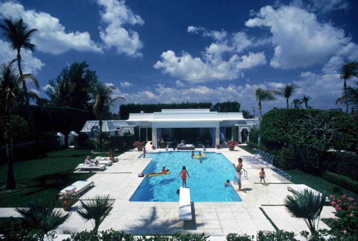 Slim Aarons Color Photograph - 'Pool In Palm Beach' (Estate Stamped Edition)