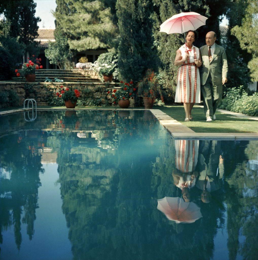 Slim Aarons Color Photograph - 'Greek garden' Greece (Estate Stamped Edition)
