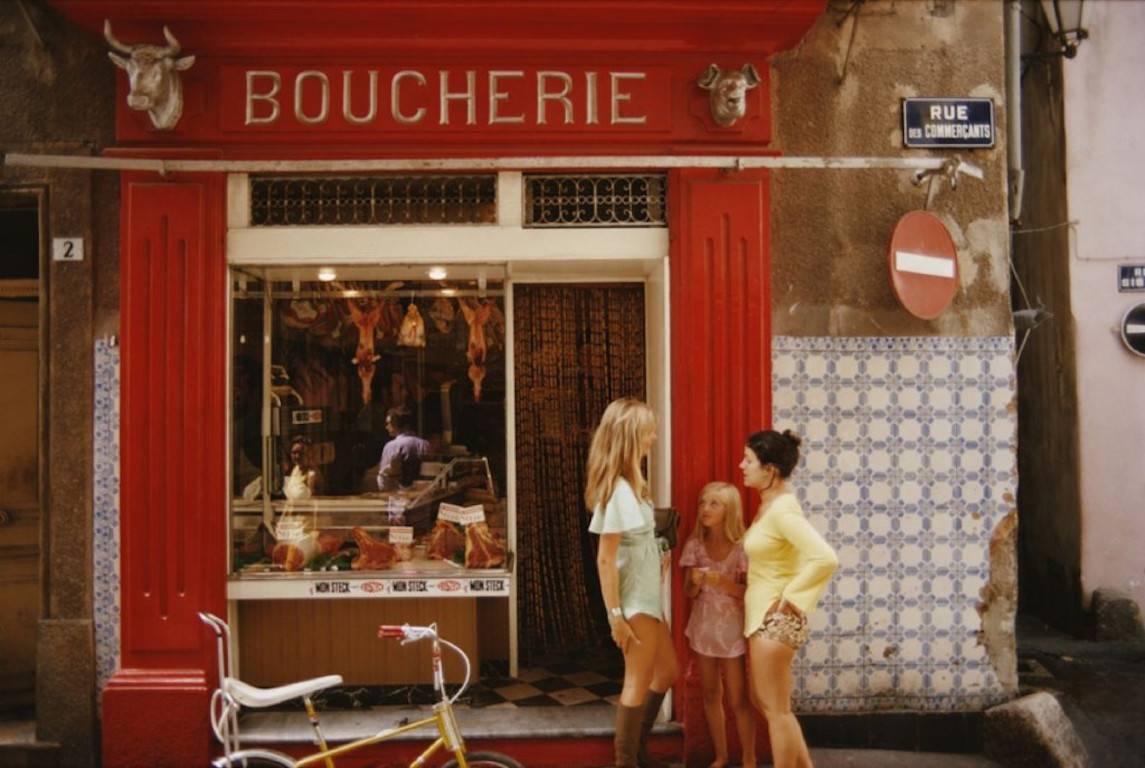 'Saint-Tropez Boucherie' by Slim Aarons

A boucherie or butcher's shop on Rue des Commercants in Saint-Tropez, on the French Riviera, August 1971.

This photograph epitomises the travel style and glamour of the period's wealthy and famous,