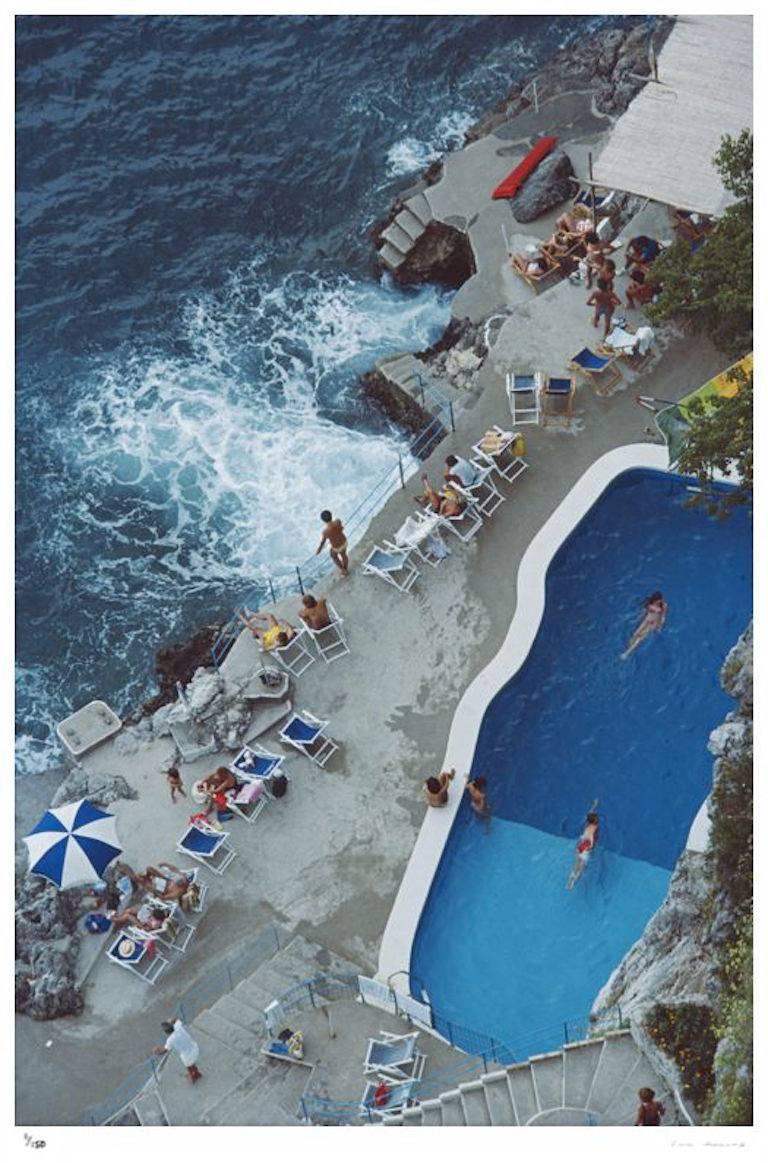 'Pool On Amalfi Coast' Italy (Estate Stamped Edition) - Photograph by Slim Aarons