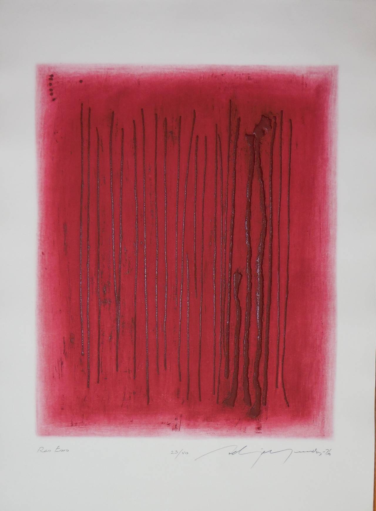 Adja Yunkers Abstract Print - Red Echo