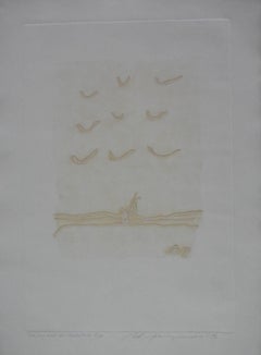 Vintage The Sky Hides All Birds Modernist Intagilo Print